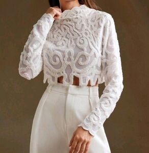 Sexy Hand Hooked 3D High Collar Top